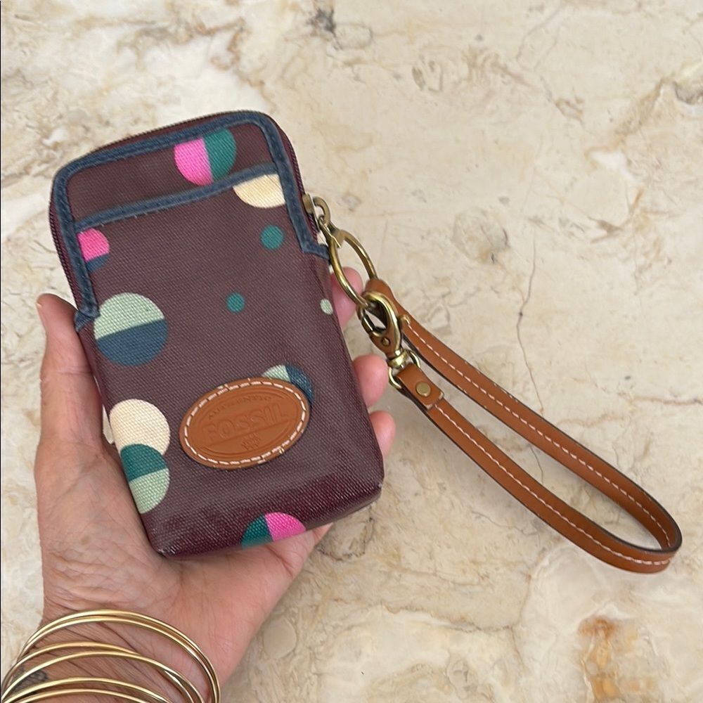 Fossil Keyper Carry All Cell Phone Case Multicoloured Coated Canvas & Leather